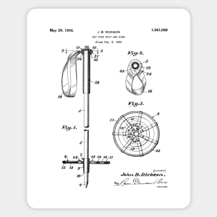 Skiing Patent - Skier Art - Black And White Sticker